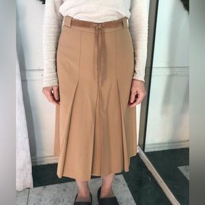 Vintage Beige Pleated Wool Skirt